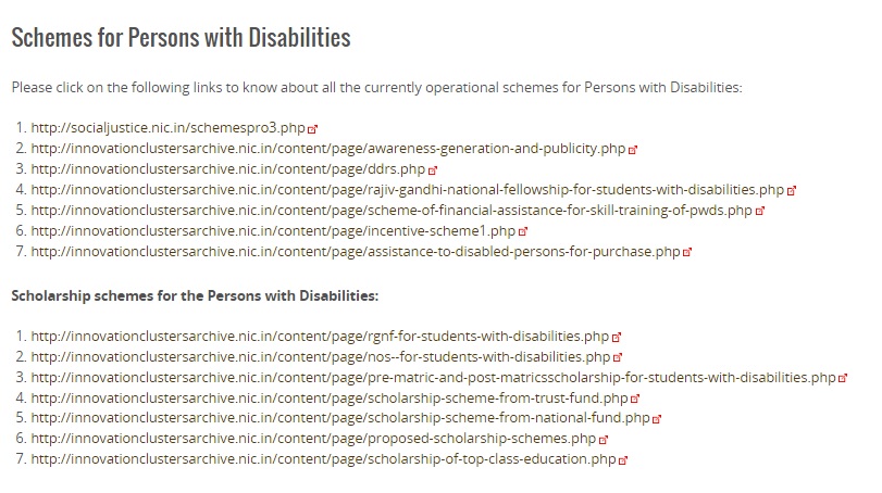 schemes for persons with disability