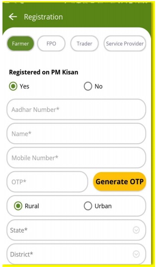 kisan rath farmer registration